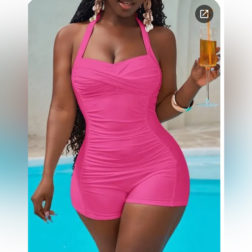 Cupshe Women Hot Pink Tummy Control Twisted Front One Piece Swimsuit XXXL NWT